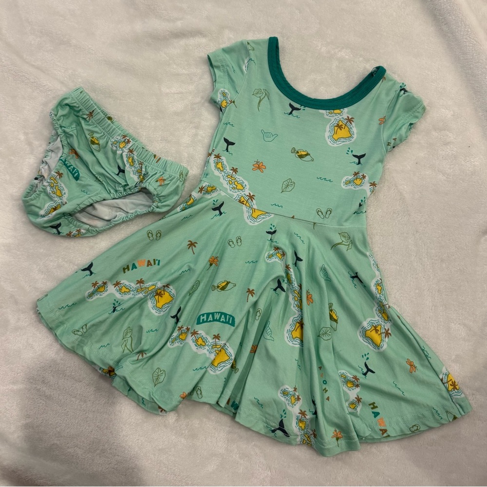 Coco Moon 12-18 green infant dress